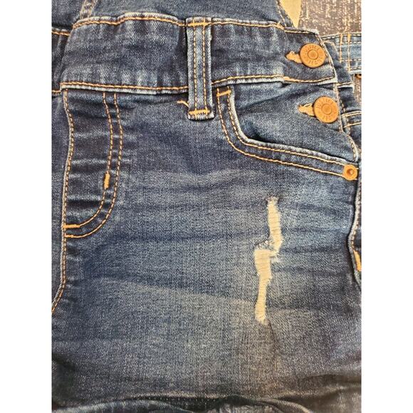 Girls Justice Size 12 Denim Jean Shortalls Overalls Distressed, Medium Wash, EUC - Picture 6 of 6